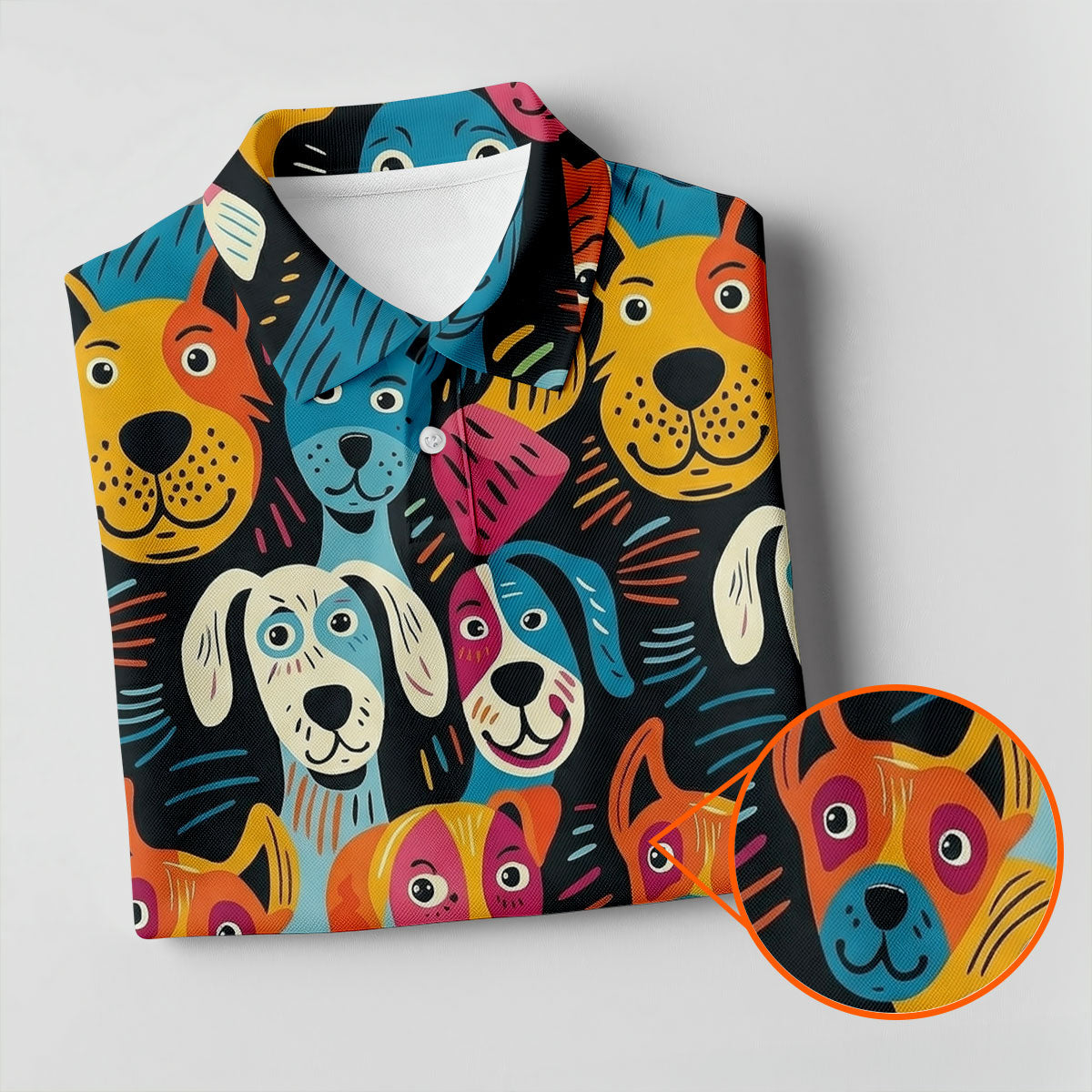 Happy Dog Faces Hawaiian Golf Shirt, Funny Golf Shirt, Abstract Animal Golf Shirt For Women