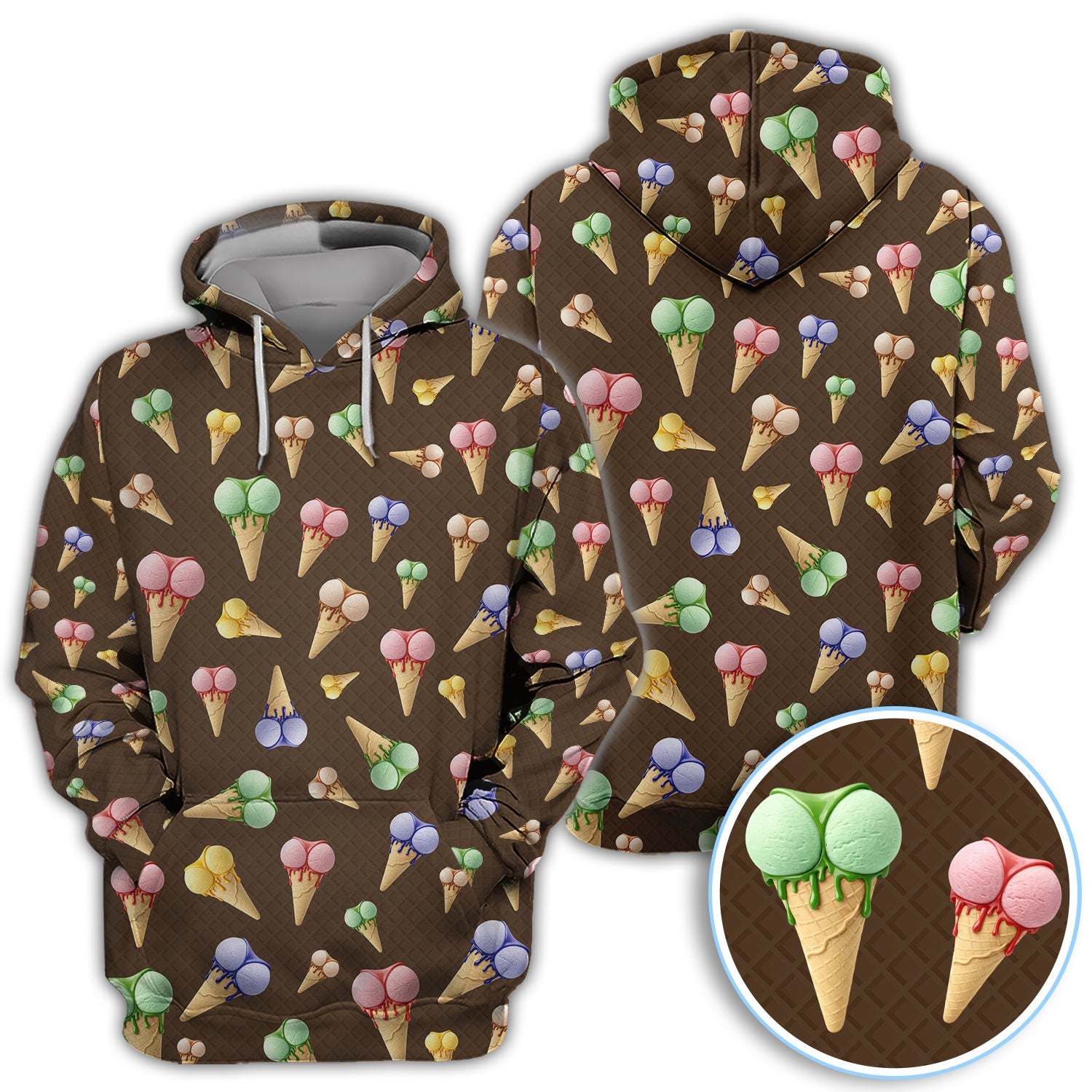Ice Cream Pattern Golf Polos, Funny Golf Shirt For Golfer, Golf Gift For Men