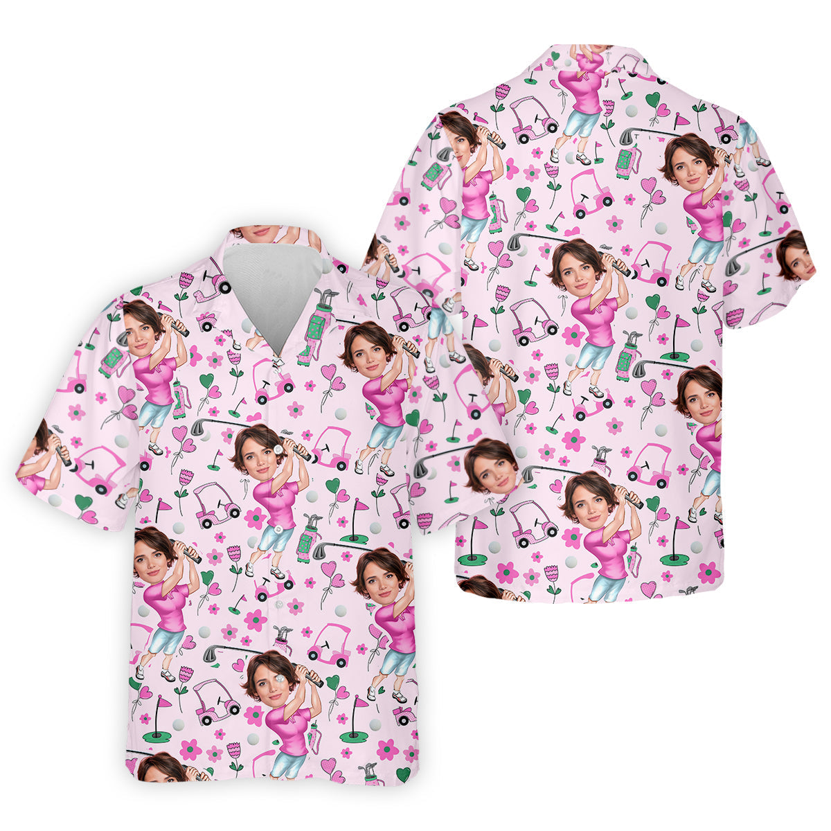Custom Face Funny Womens Golf Polo ShirtLadies Golf Shirt, Mothers Day Gifts