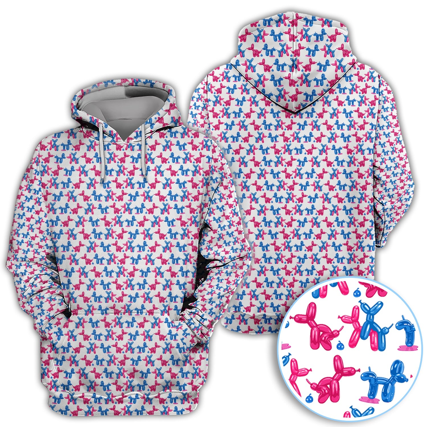 Balloon Dog Pattern Golf Polos, Funny Golf Shirts For Men, Golf Gift For Golfer