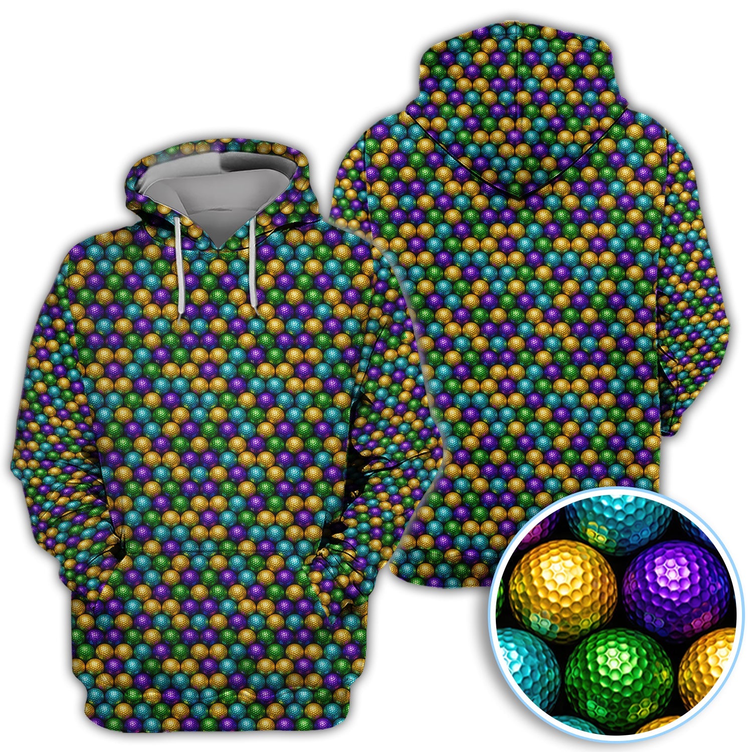Disco Ball Pattern Golf Polos, Mardi Gras Golf Shirt For Men, Golf Gift For Golfer
