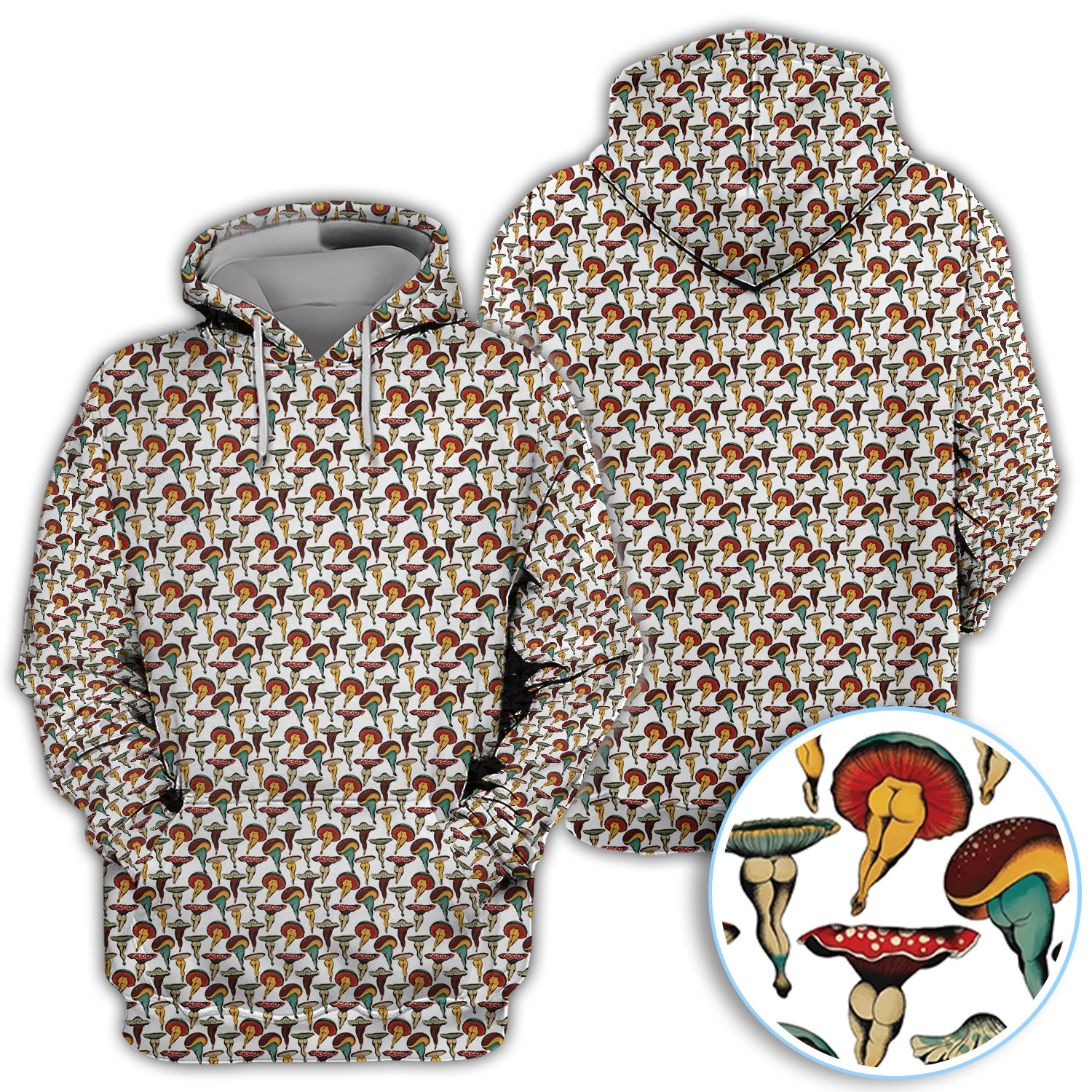 Vintage Mushroom Pattern Golf Shirt, Funny Golf Polos, Crazy Golf Gift For Golfer