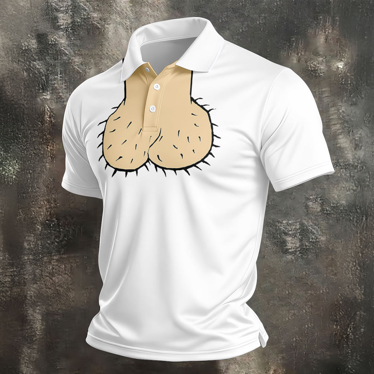 White Funny Dickhead Faux Chest Golf Shirt, Adult Gag Gift Shirt, Rude Humor Shirt