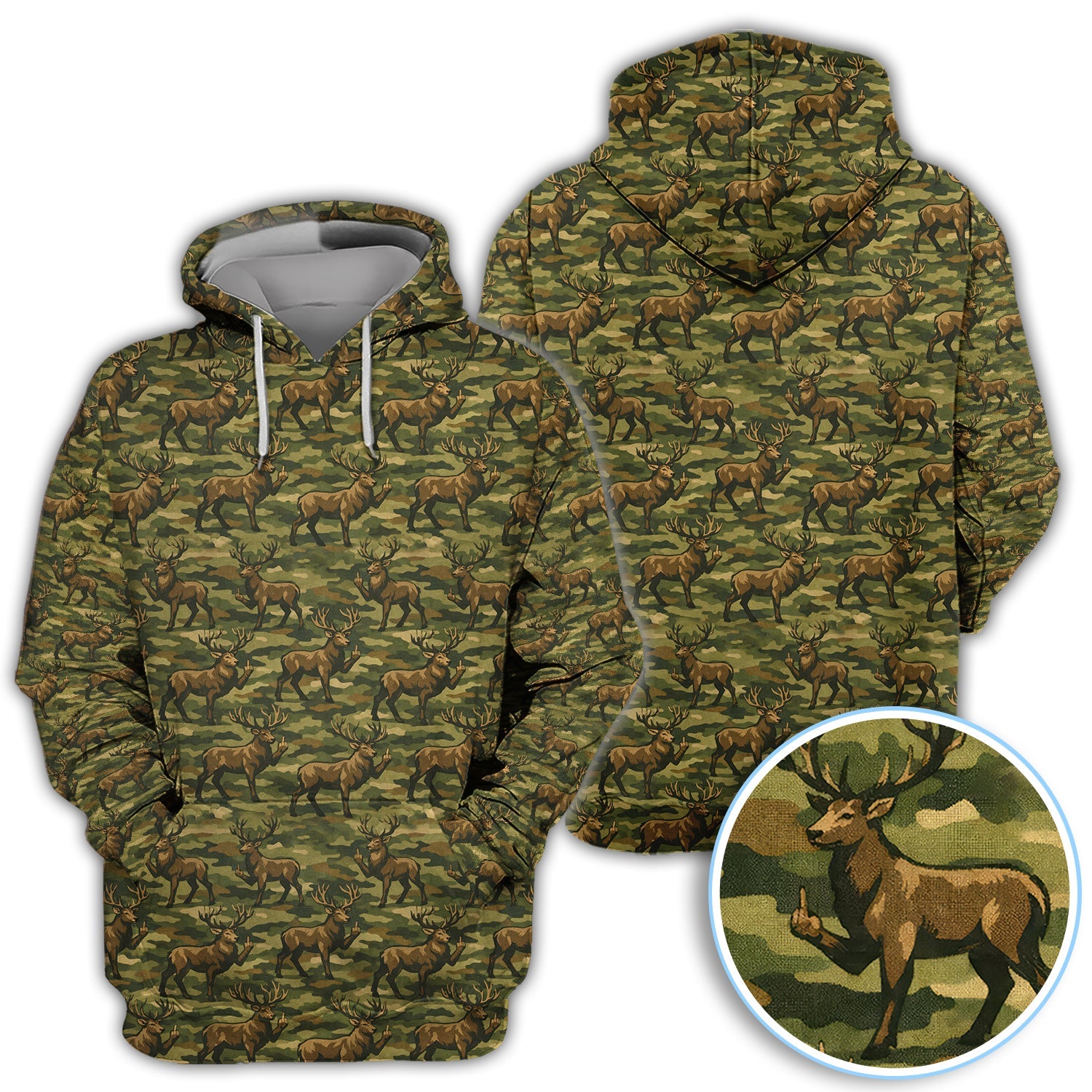 Camo Pattern Golf Polos For Golfer, Funny Deer Golf  Shirt, Men Golf Gift