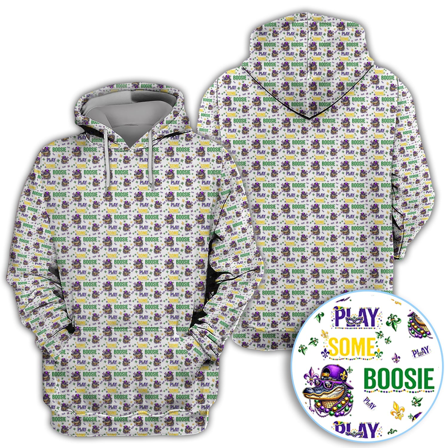 Play Some Boosie Pattern Golf Shirt, Mardi Gras Golf Polos For Golfer, Men Golf Gift
