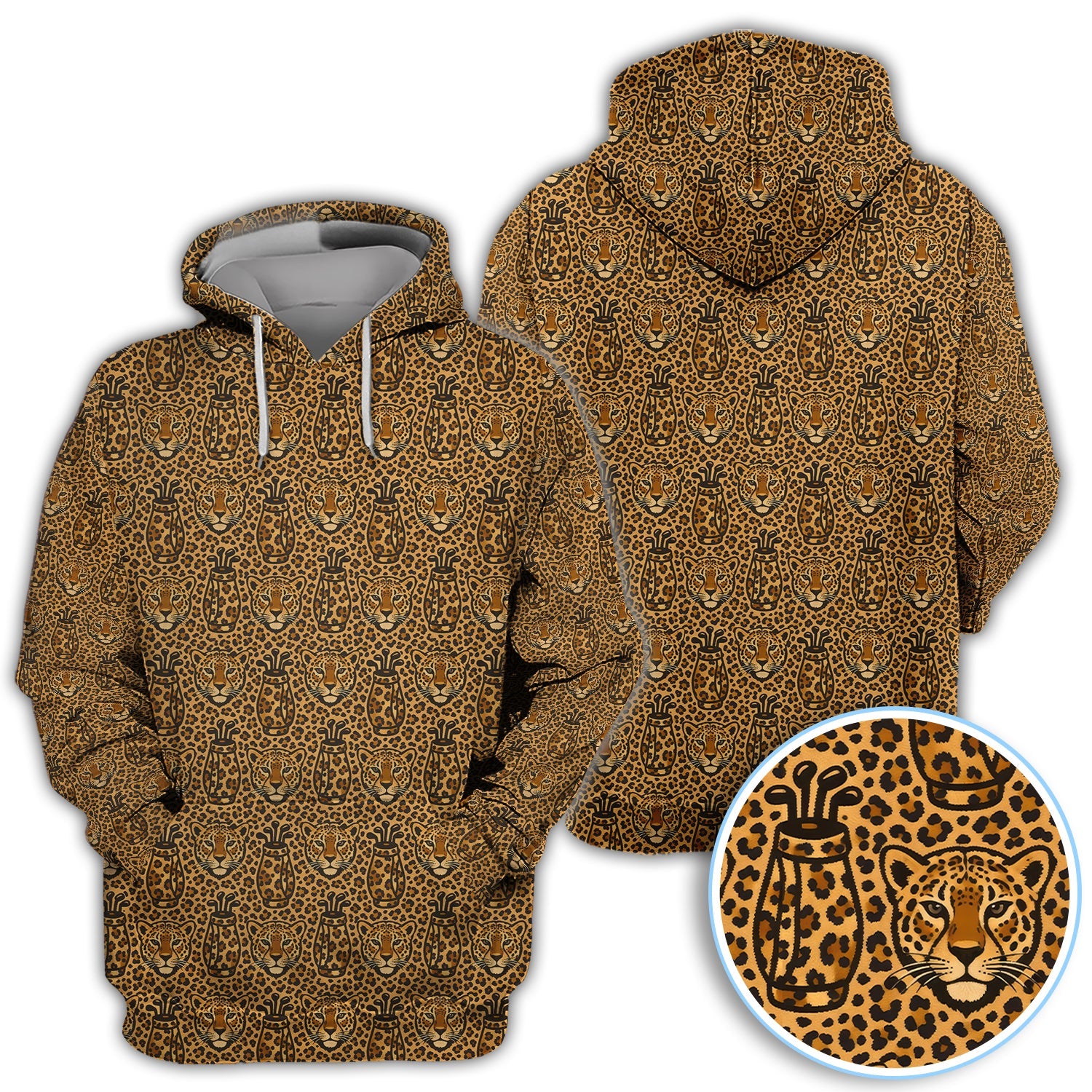 Leopard Pattern Golf Shirt, Crazy Golf Polos, Funny Golf Gift For Golfer