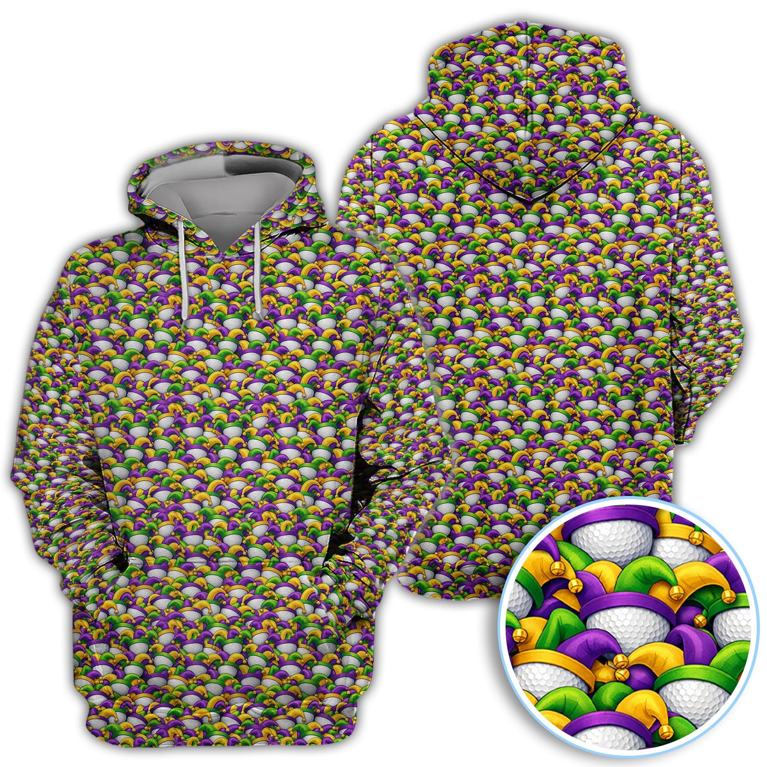 Carnival Golf Pattern Polos, Mardi Gras Golf Shirt For Golfer, Golf Gift For Men