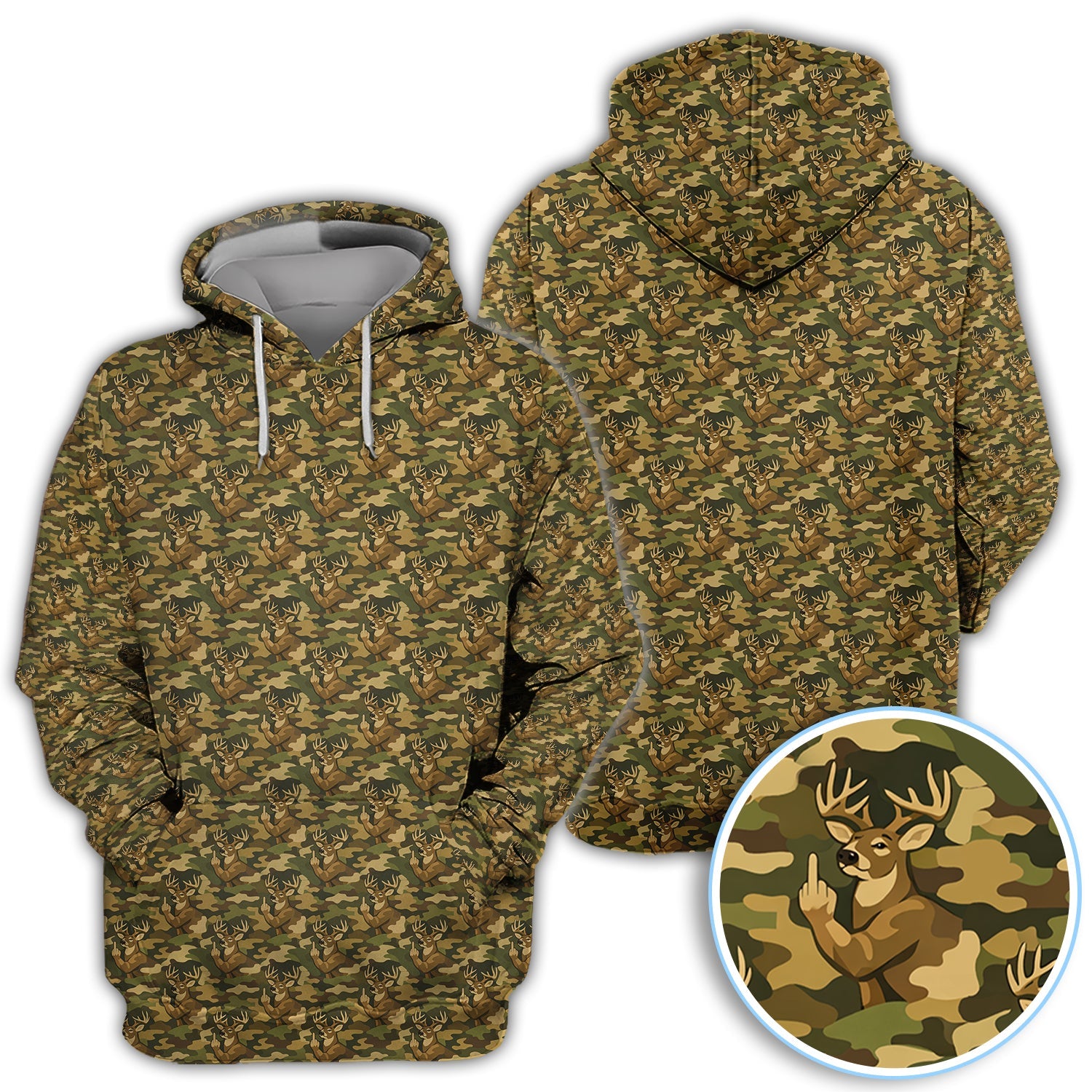 Deer Camo Pattern Golf Shirt, Crazy Golf Polos For Men, Golf Gift For Hunter