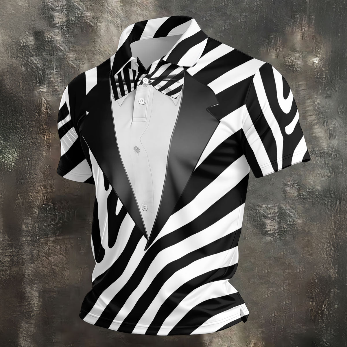 Zebra Pattern Funny Costume Hawaiian Golf Shirt, Polo Shirts For Men, Golf Shirts For Men