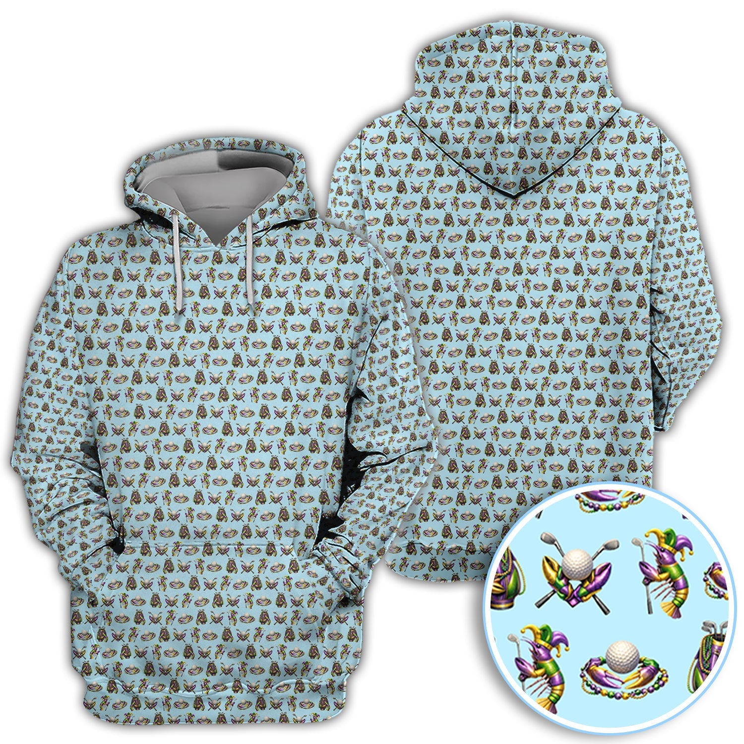 Mardi Gras Golf Pattern Polos, Carnival Golf Shirt For Men, Golf Gift For Golfer