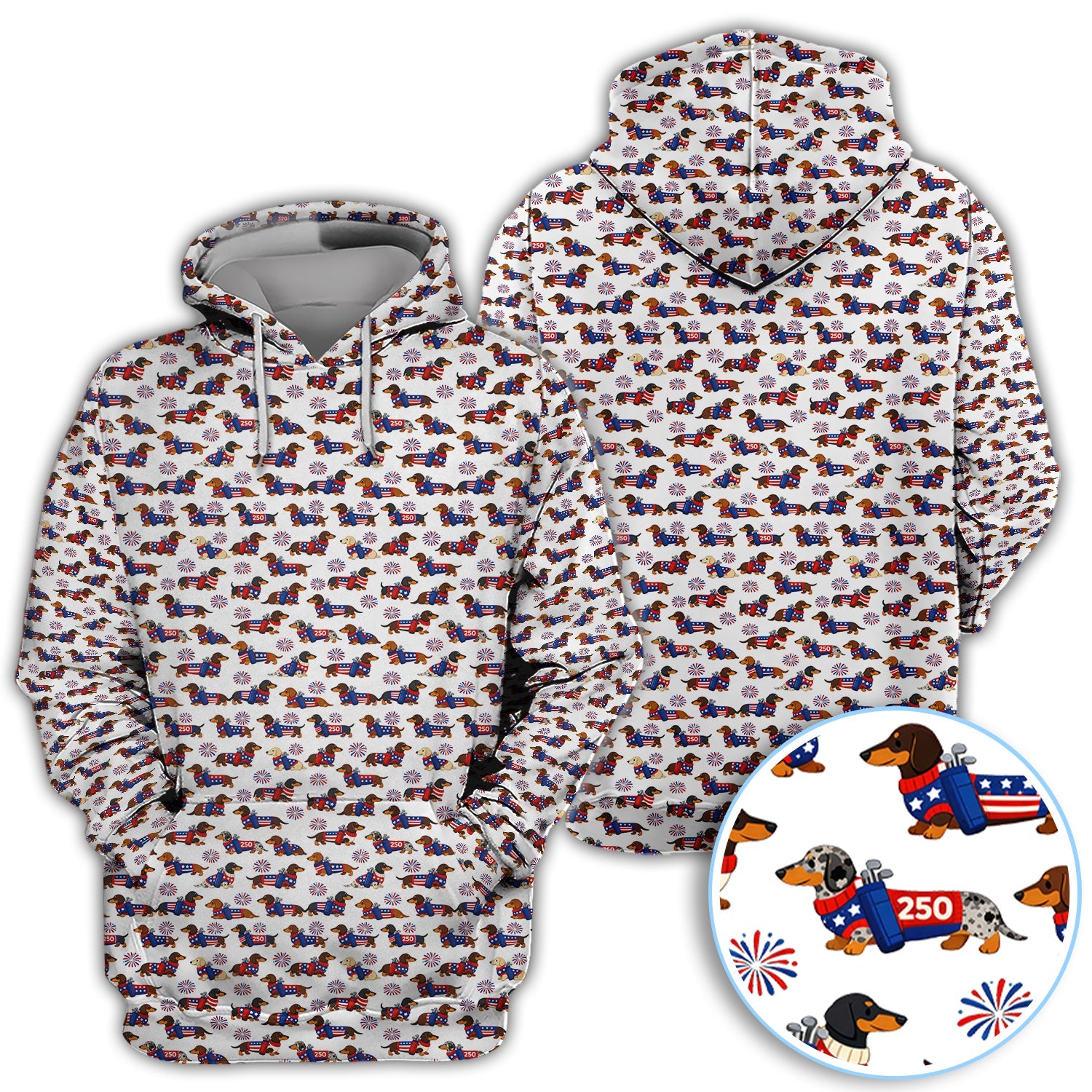 America 250 Dachshund Golf Polos, Funny Patriotic Wiener Dog 250th Golf Shirt, Golf Gift For Men