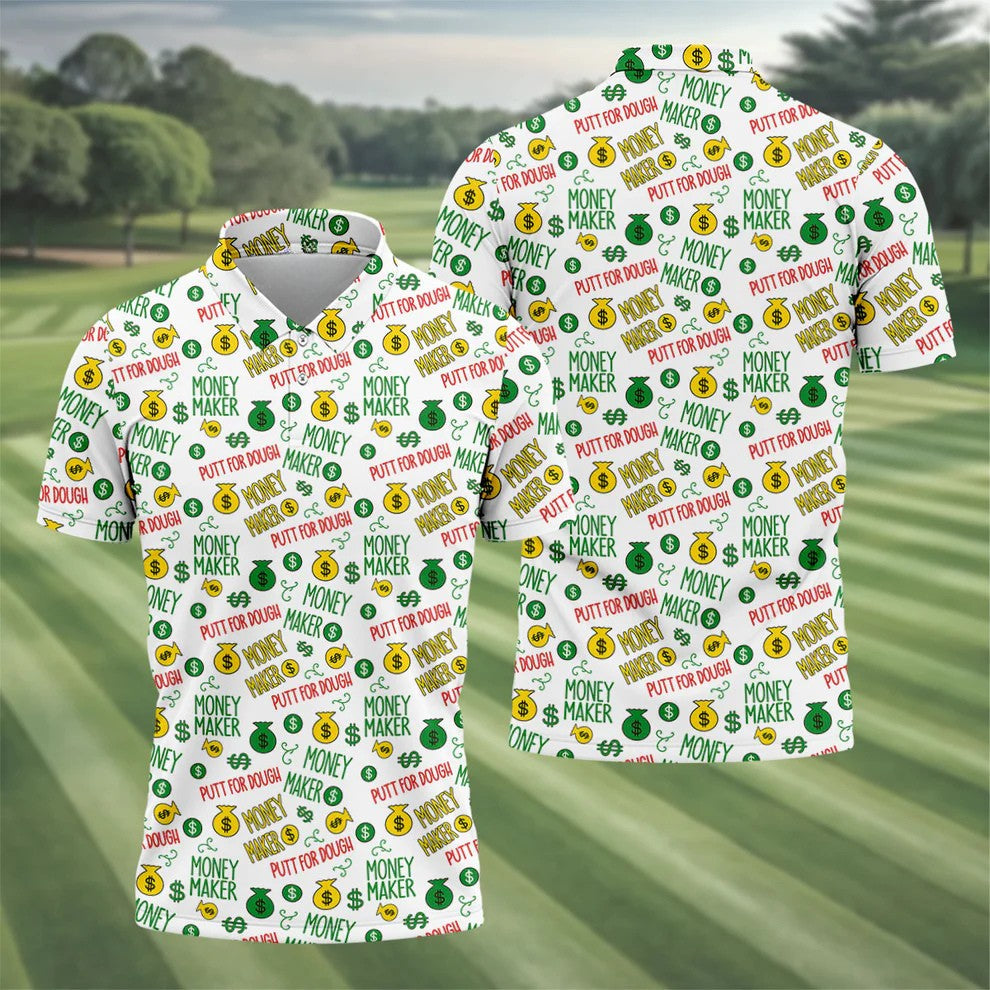 Money Maker Putt For Dough Golf Shirt, Funny Golf Shirt, Golf Shirts For Men, Polo Shirts For Men