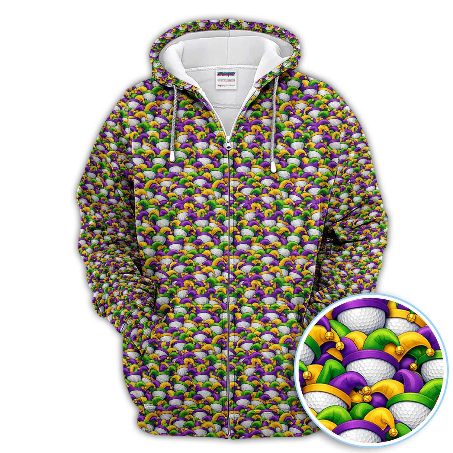 Carnival Golf Pattern Polos, Mardi Gras Golf Shirt For Golfer, Golf Gift For Men