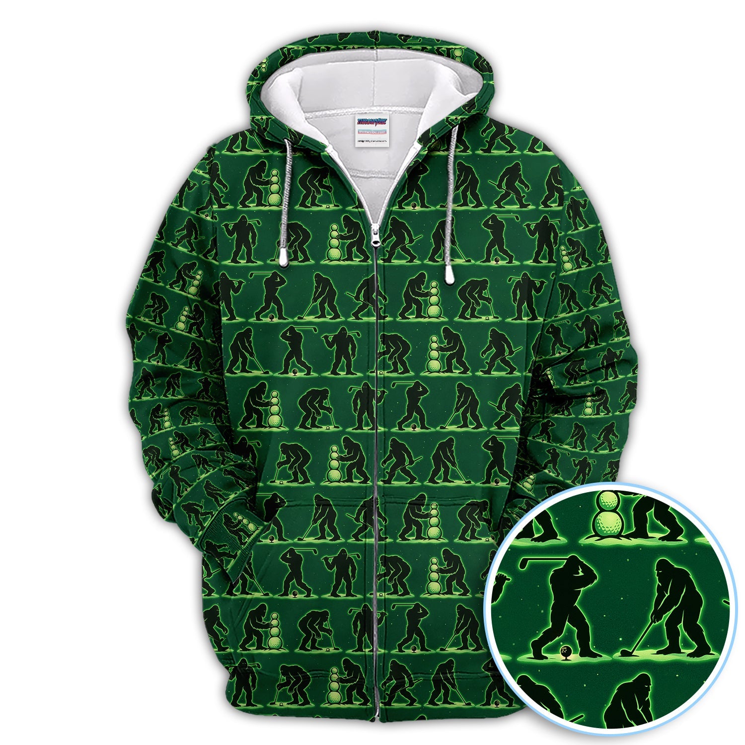Funny Bigfoot Golf Shirt, Sasquatch Golf Pattern Polos For Men, Crazy Golf Gift For Golfer