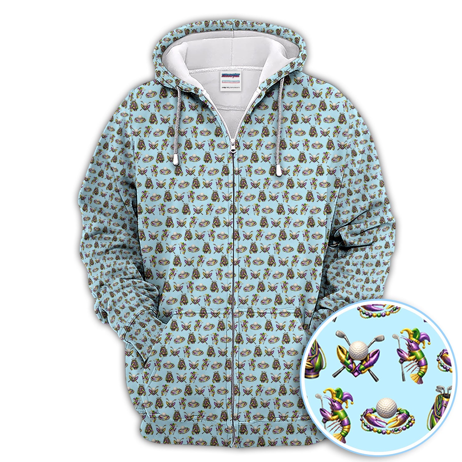 Mardi Gras Golf Pattern Polos, Carnival Golf Shirt For Men, Golf Gift For Golfer