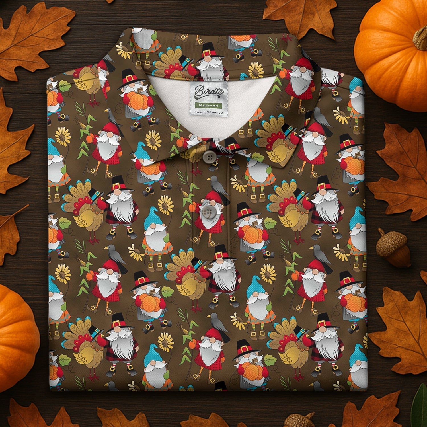 Turkey Gnome Thanksgiving Fun Women's Golf Shirts, Ladies Golf Tops, Golf Shirt For Women, Golfing Apparel