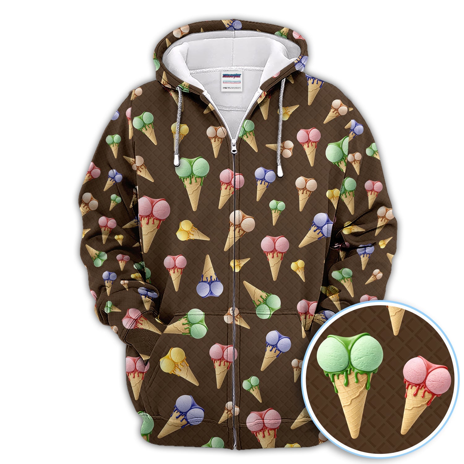 Ice Cream Pattern Golf Polos, Funny Golf Shirt For Golfer, Golf Gift For Men