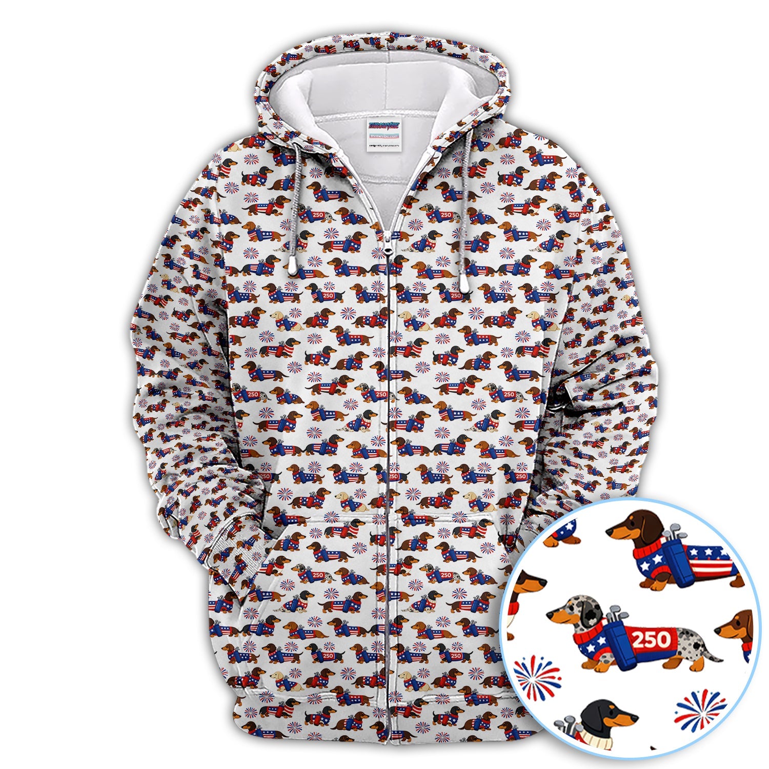 America 250 Dachshund Golf Polos, Funny Patriotic Wiener Dog 250th Golf Shirt, Golf Gift For Men