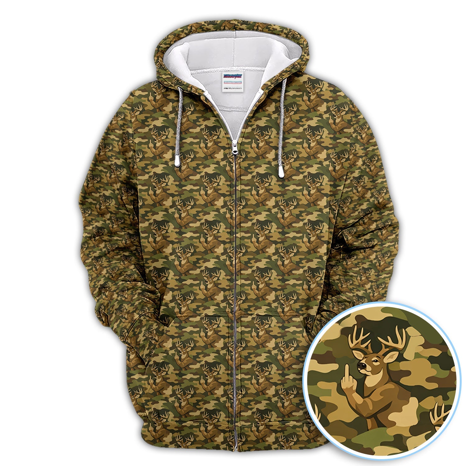 Deer Camo Pattern Golf Shirt, Crazy Golf Polos For Men, Golf Gift For Hunter