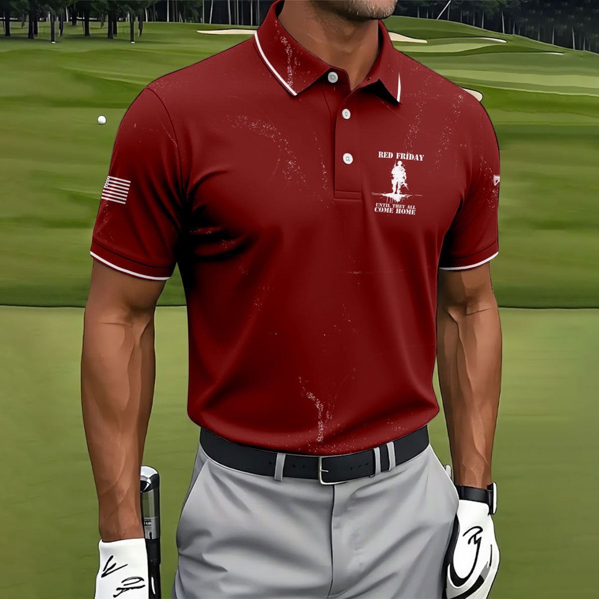 RED Friday Untill They All Come Home Red Golf Shirt, Veteran Memorial 250 Years Polo Shirts For Men