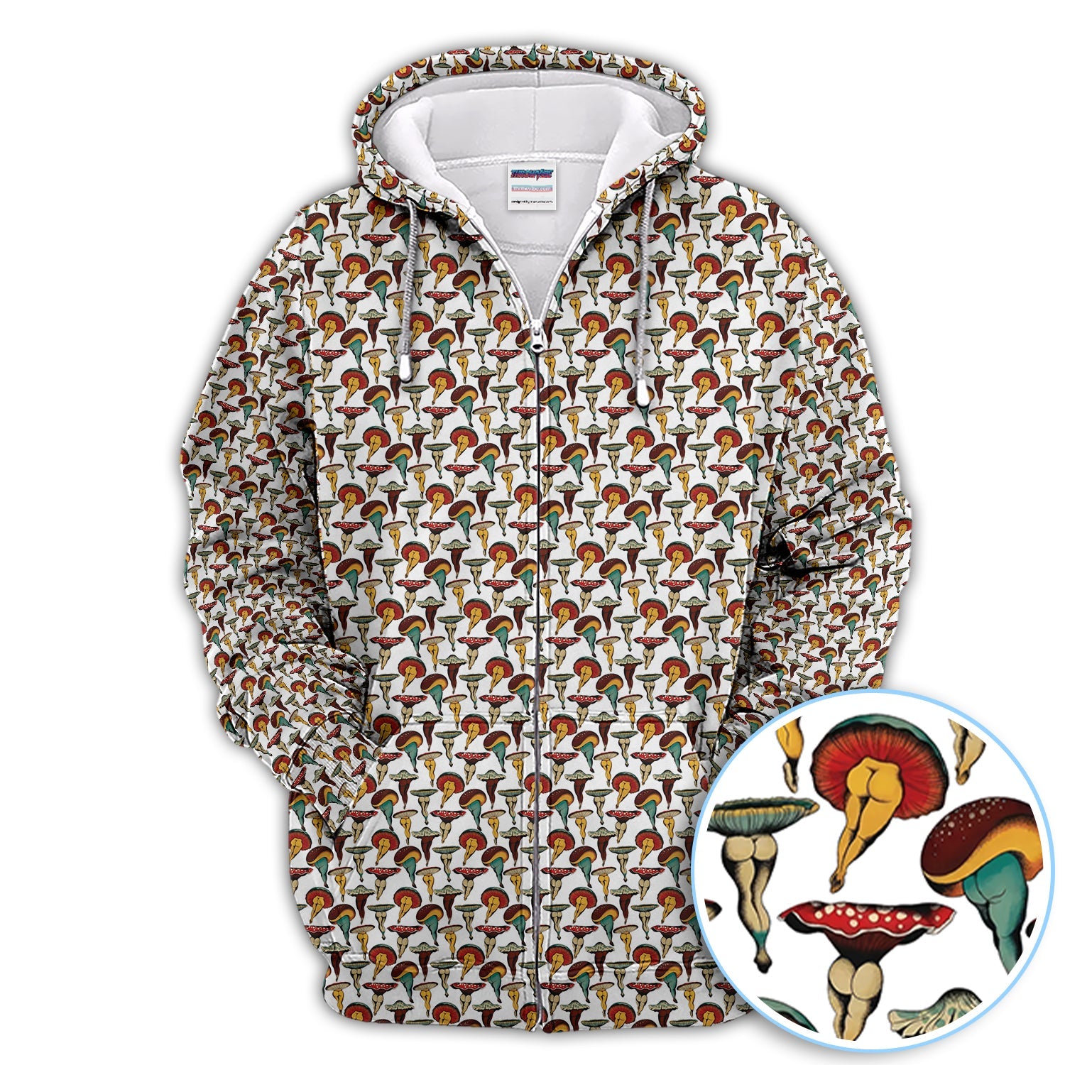 Vintage Mushroom Pattern Golf Shirt, Funny Golf Polos, Crazy Golf Gift For Golfer
