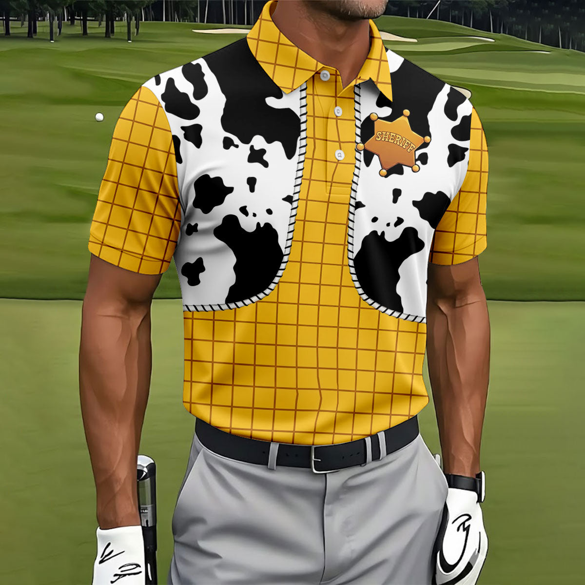 Cowboy Toy Hawaiian Golf Shirt, Cartoon Style Men's Golf Shirt, Polo Shirts For Men