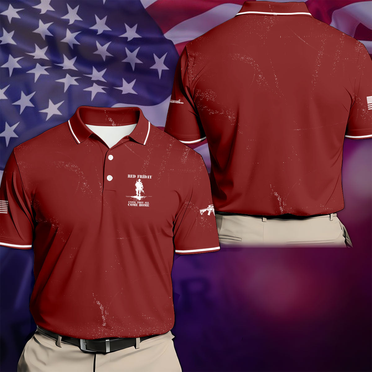 RED Friday Untill They All Come Home Red Golf Shirt, Veteran Memorial 250 Years Polo Shirts For Men