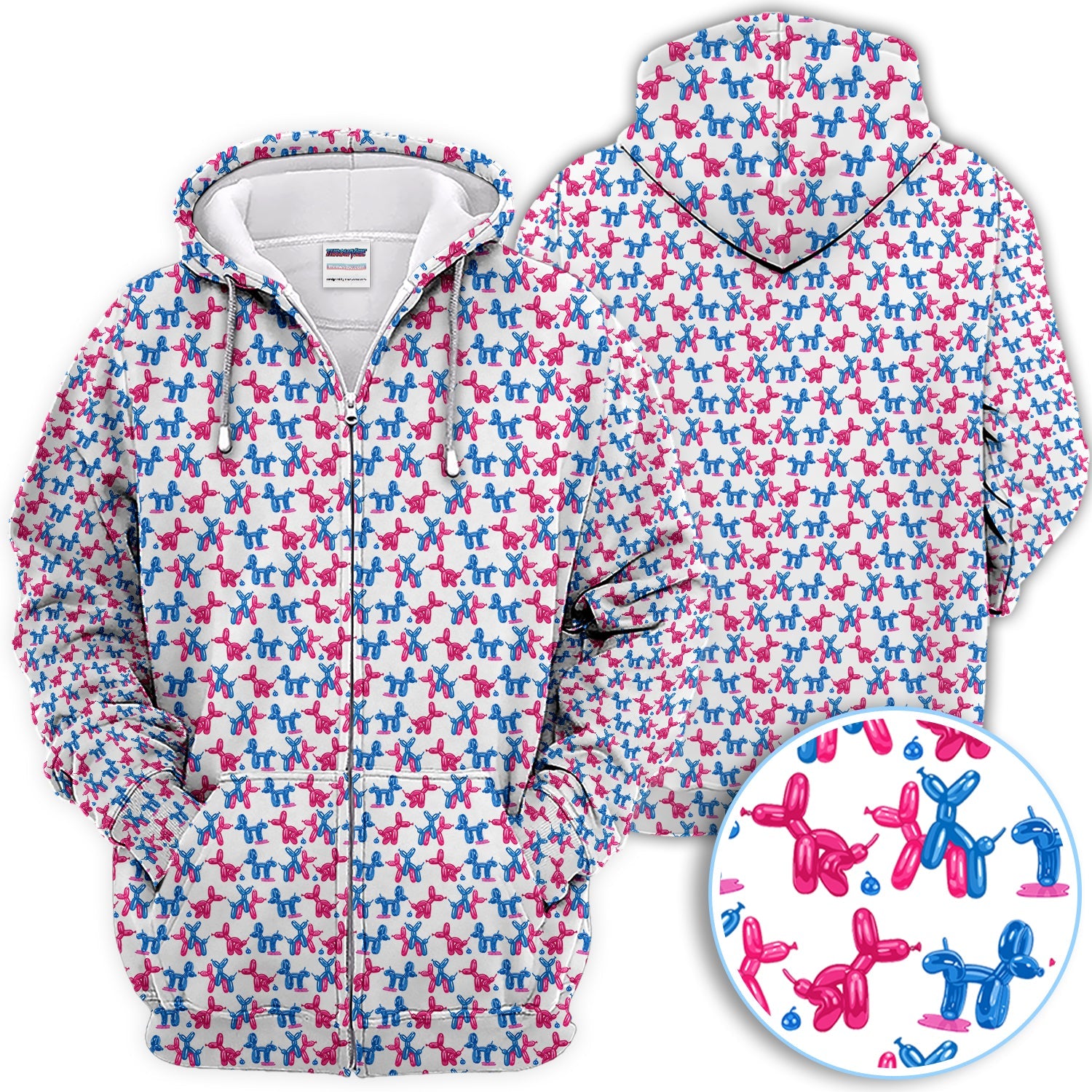 Balloon Dog Pattern Golf Polos, Funny Golf Shirts For Men, Golf Gift For Golfer