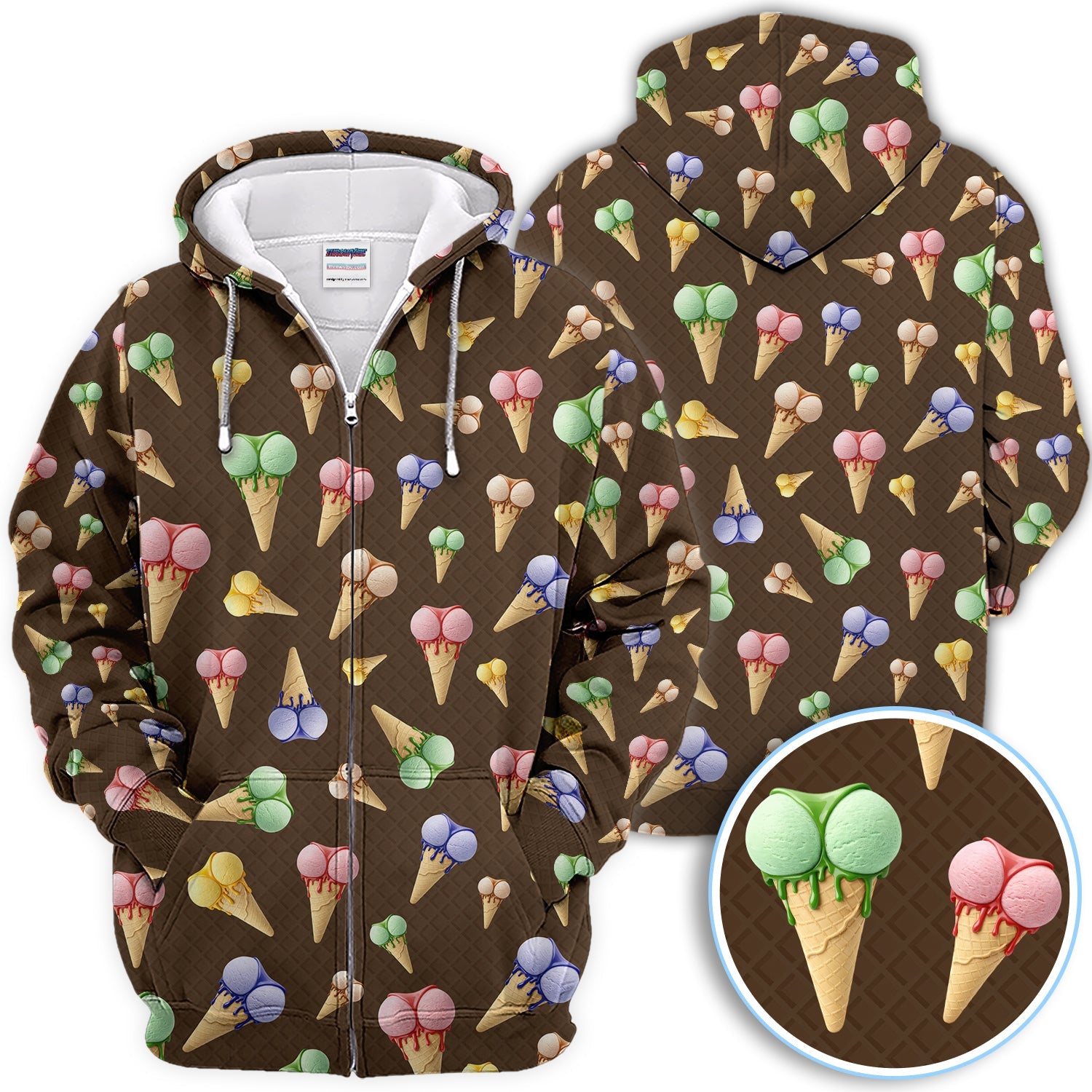 Ice Cream Pattern Golf Polos, Funny Golf Shirt For Golfer, Golf Gift For Men