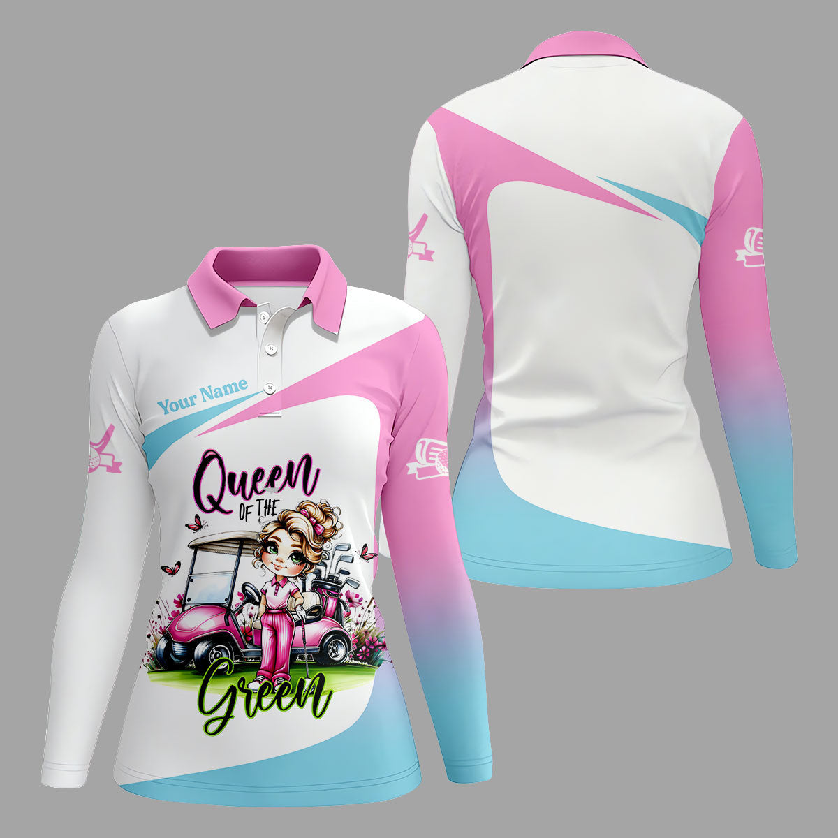 Queen Of The Green Custom Funny Womens Golf Polo ShirtLadies Golf Shirts, Best Golf Shirts