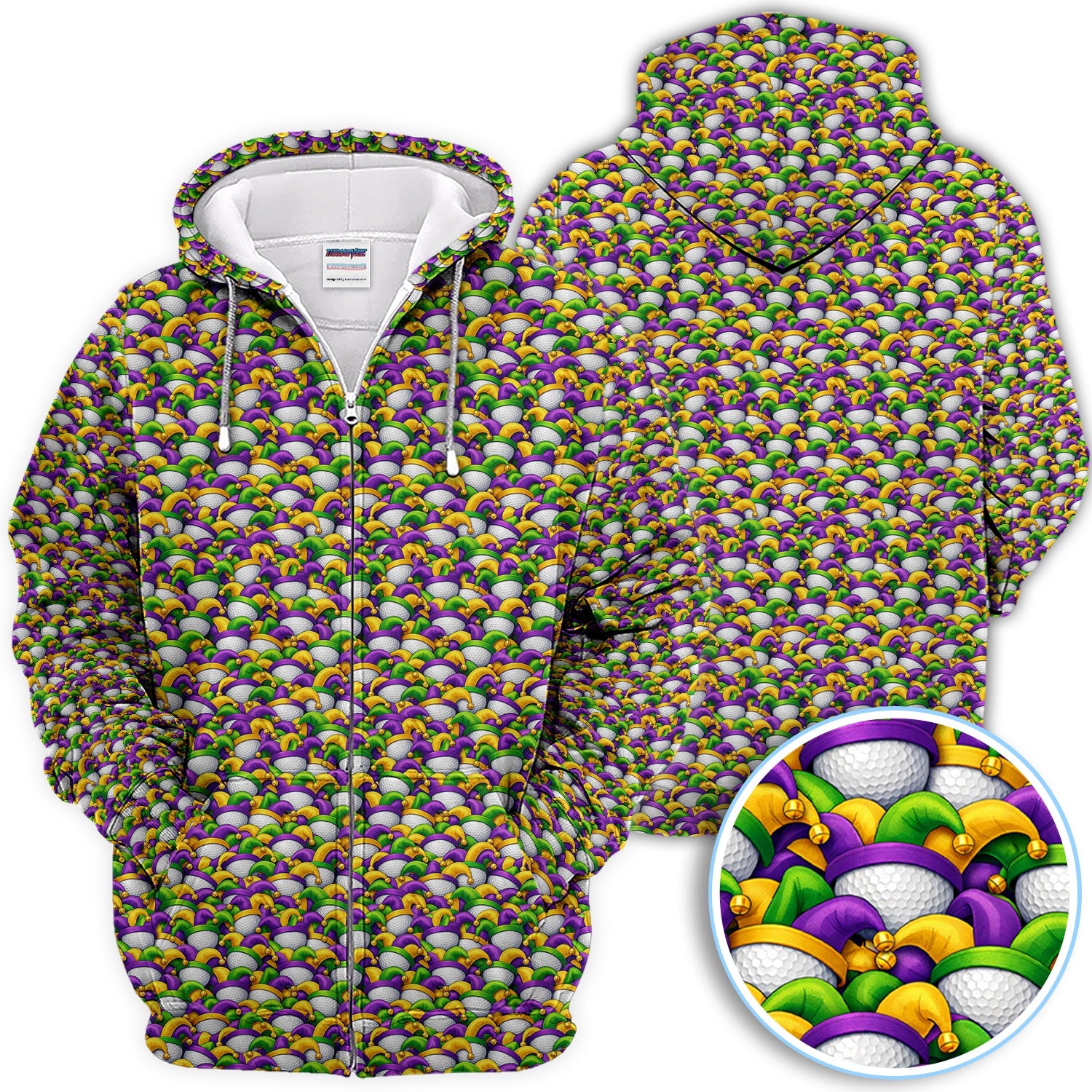 Carnival Golf Pattern Polos, Mardi Gras Golf Shirt For Golfer, Golf Gift For Men