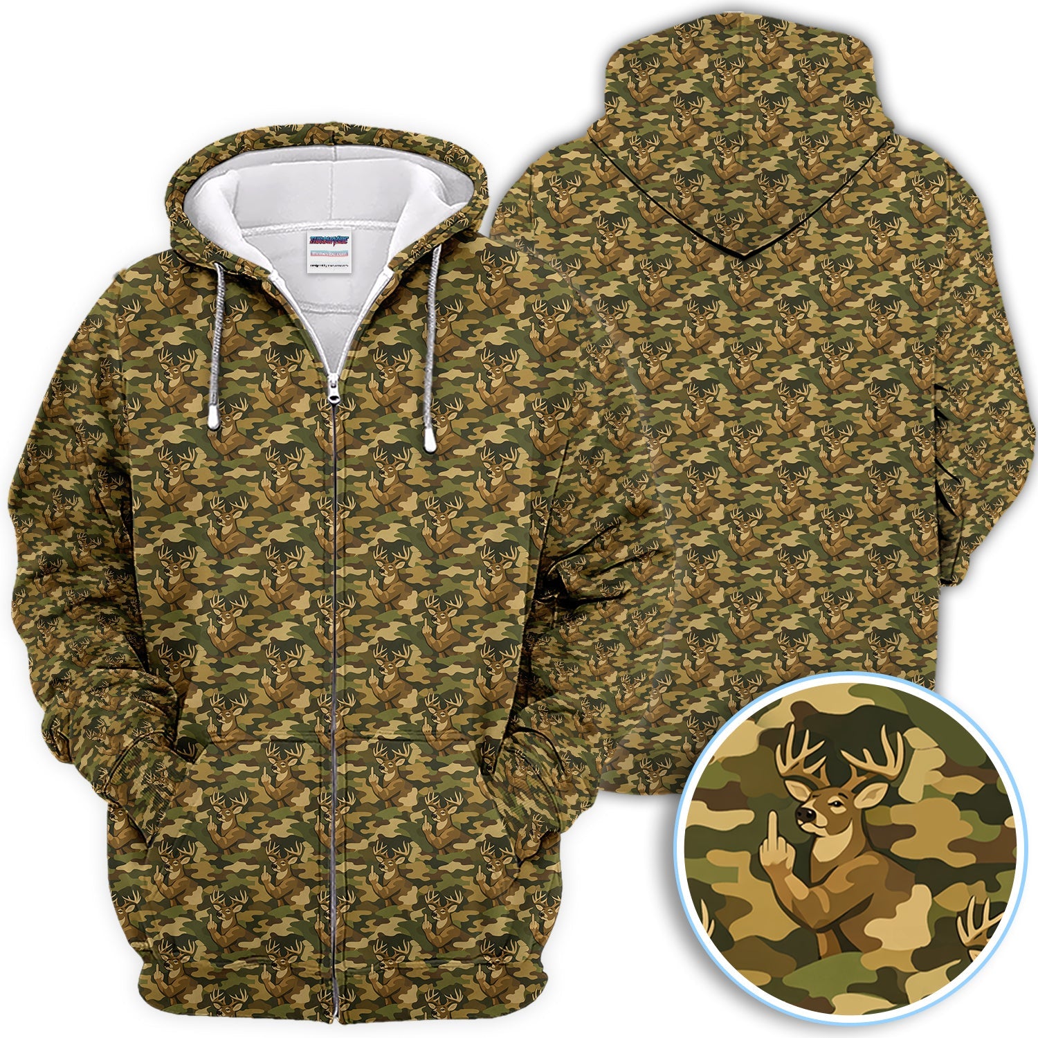 Deer Camo Pattern Golf Shirt, Crazy Golf Polos For Men, Golf Gift For Hunter