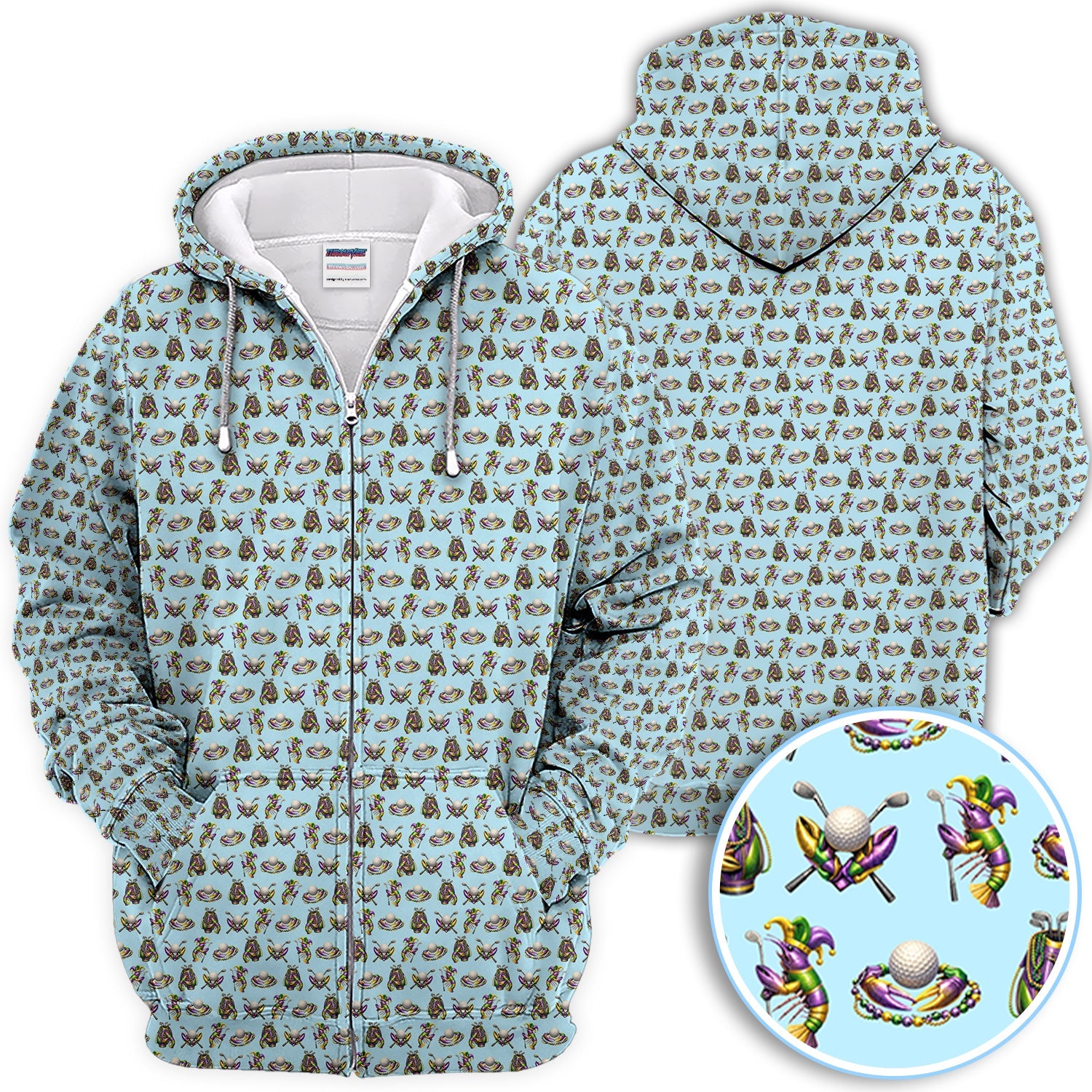 Mardi Gras Golf Pattern Polos, Carnival Golf Shirt For Men, Golf Gift For Golfer