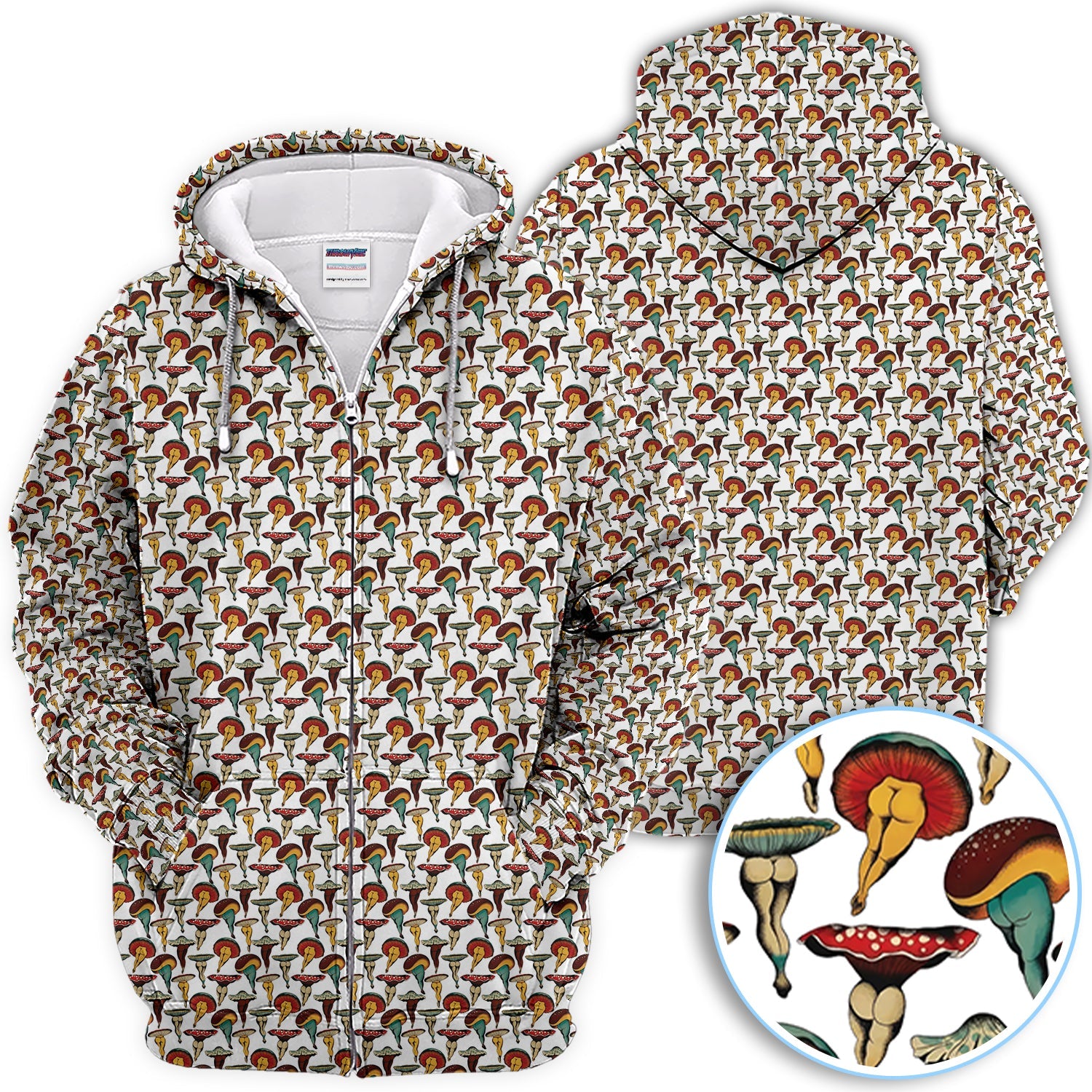 Vintage Mushroom Pattern Golf Shirt, Funny Golf Polos, Crazy Golf Gift For Golfer