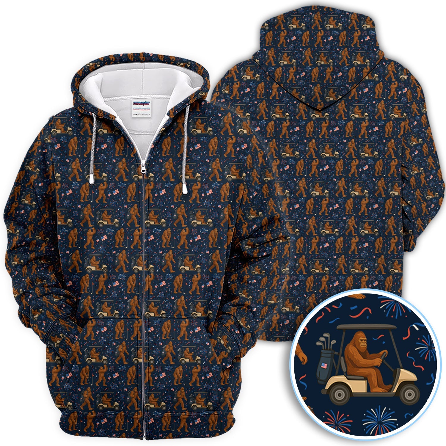 Crazy Patriotic 250 Bigfoot Golf Polos, America 250th Sasquatch Golf Shirt, Golf Gift For Men