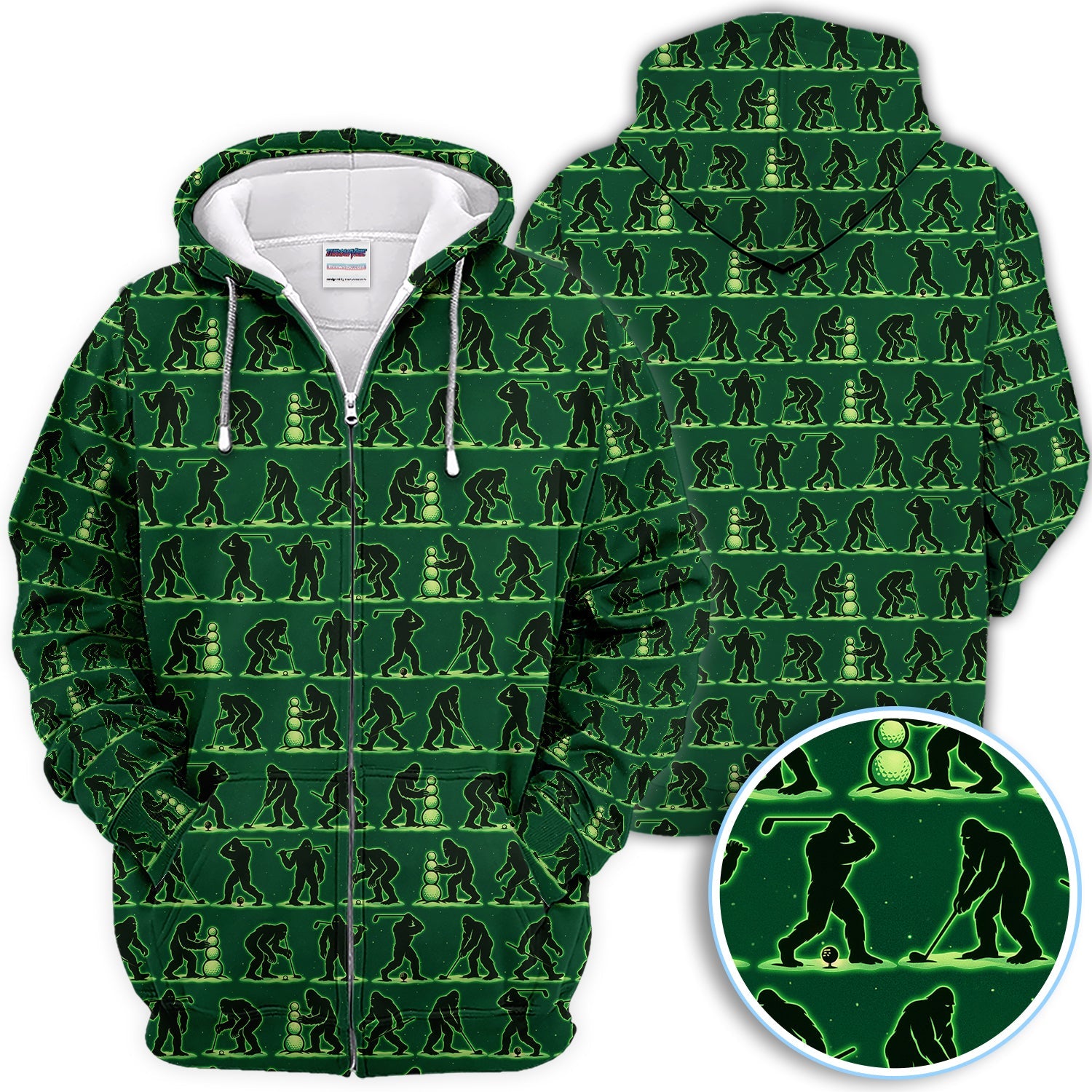 Funny Bigfoot Golf Shirt, Sasquatch Golf Pattern Polos For Men, Crazy Golf Gift For Golfer