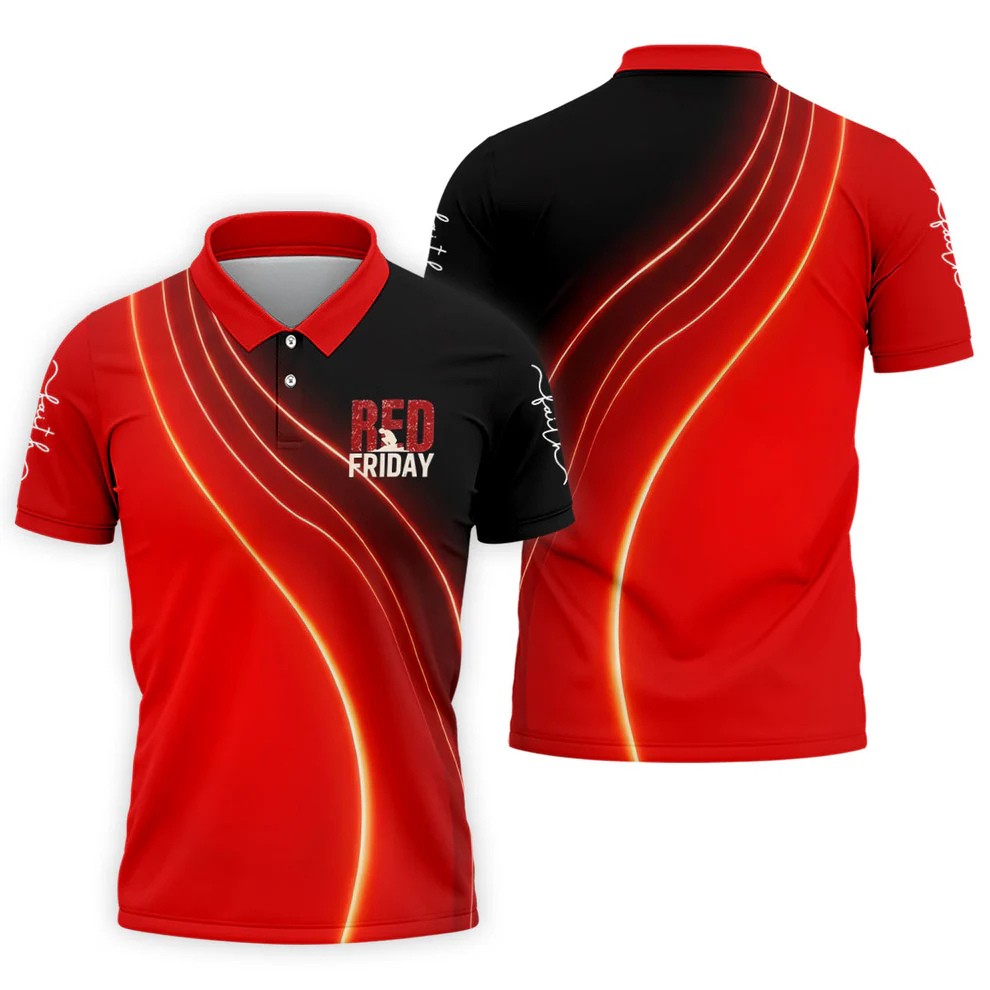 Red Friday Red Black Gradient Faith 4th Of July Golf Shirt, 250 Years Polo Shirts For Men