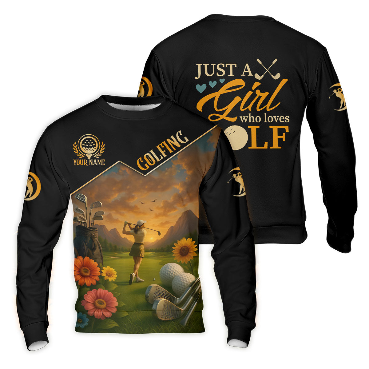 Just A Girl Who Loves Goft Custom Womens Golf Polo ShirtLadies Golf Shirts, Womens Golf Clothes