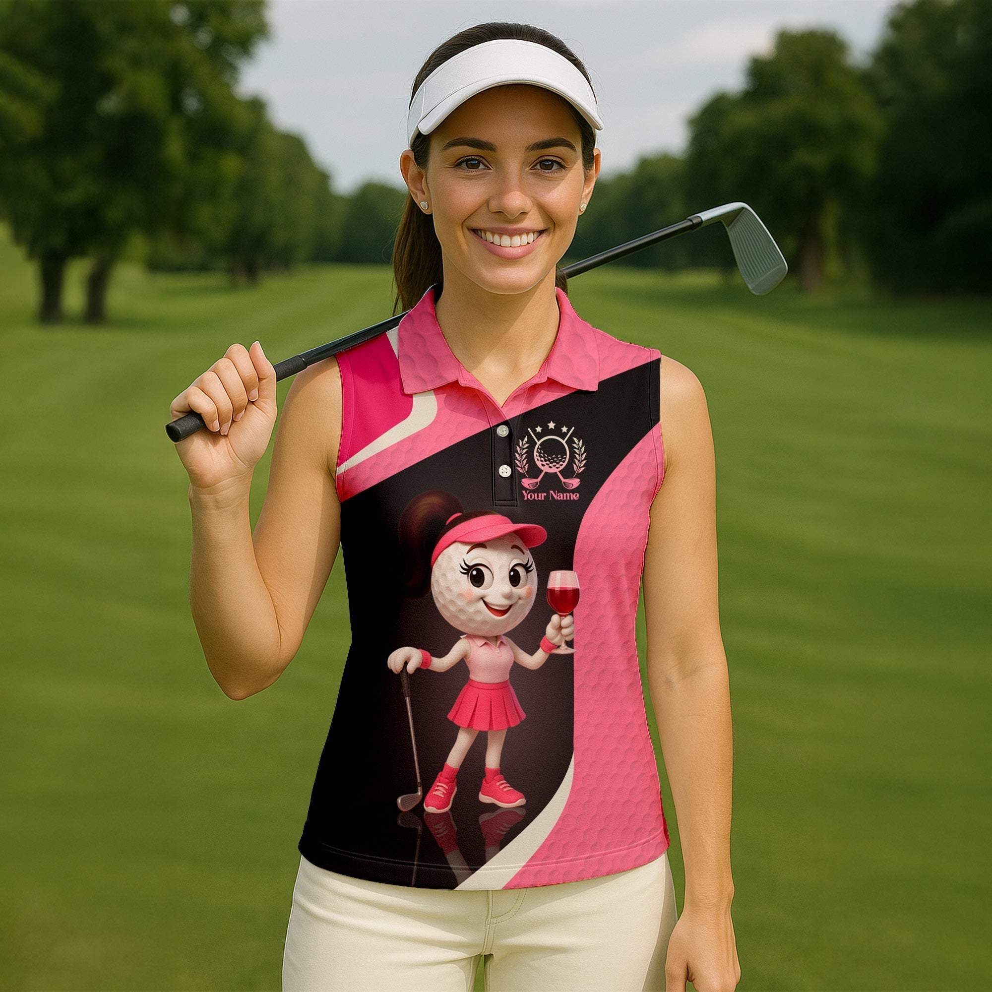 Golf Now Wine Later Funny Womens Golf Polo ShirtWomens Golf Tops, Custom Ladies Golf Shirt
