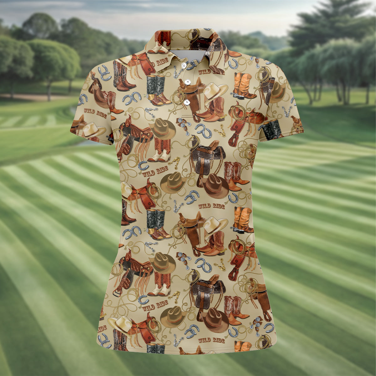 Wild Ride Western Ways Golf Shirt, Womens Golf Shirts, Ladies Golf Shirts, Golfing Apparel
