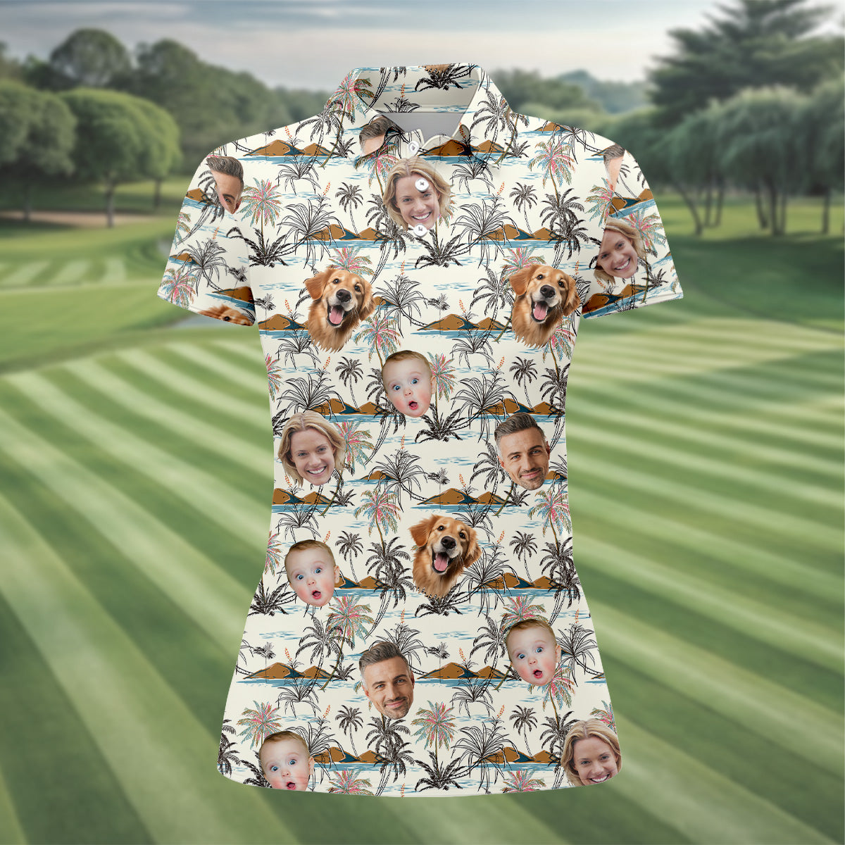 Ladies Palm Tree Shirt, Custom Face Shirt, Sleeveless Polo Shirtns, Ladies Golf Shirts