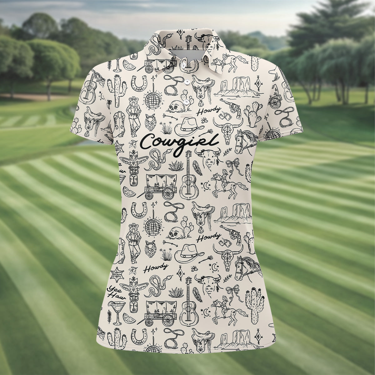 Cowgirl Western Golf Shirt, Womens Golf Shirts, Ladies Golf Shirts, Golfing Apparel