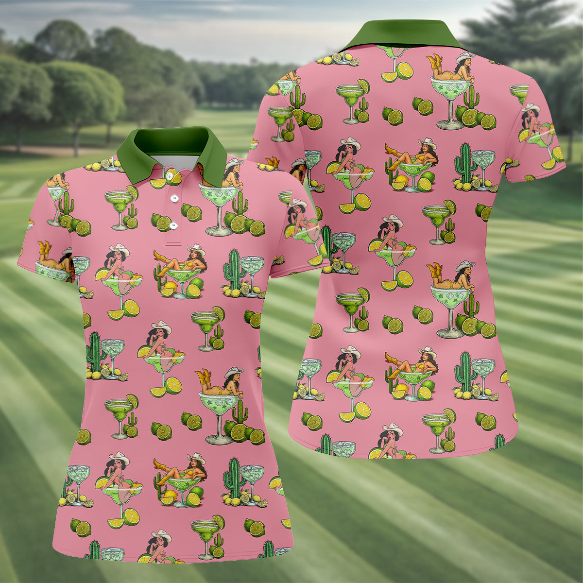 Cowgirl Western Margarita Polo ShirtWomens Golf Shirts, Ladies Golf Shirts, Golfing Apparel
