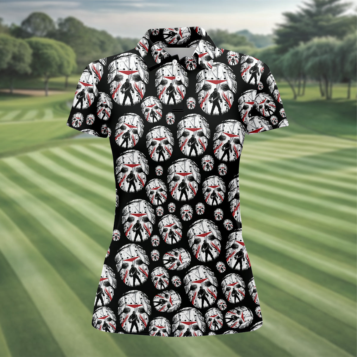 Jason Horror Character Women Golf Shirt, Horror Movie Shirt, Halloween Golf Shirt, Scary Halloween Shirts