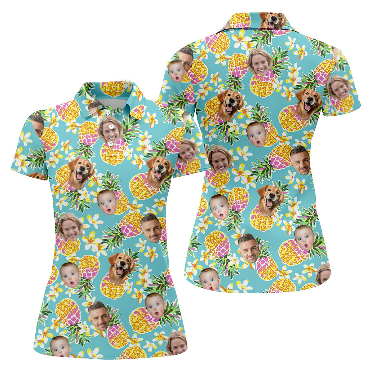 Pineapple Golf Shirts, Floral Shirt Women, Hawaiian Shirts With Faces, Womens Sleeveless Polo