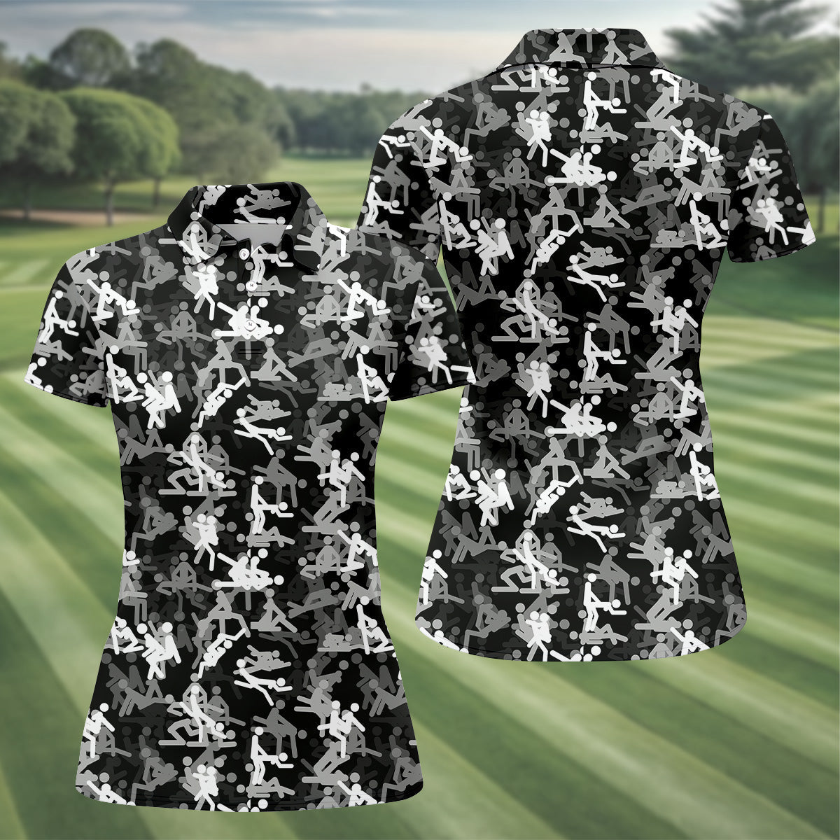 Black And White Funny Couple Womens Golf Shirts, Ladies Golf Polos, Cool Golf Gift