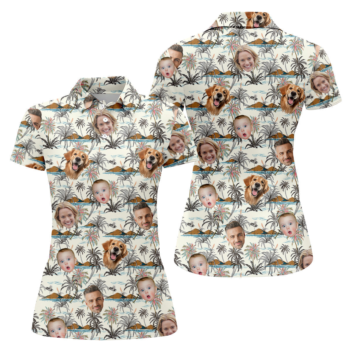 Ladies Palm Tree Shirt, Custom Face Shirt, Sleeveless Polo Shirtns, Ladies Golf Shirts