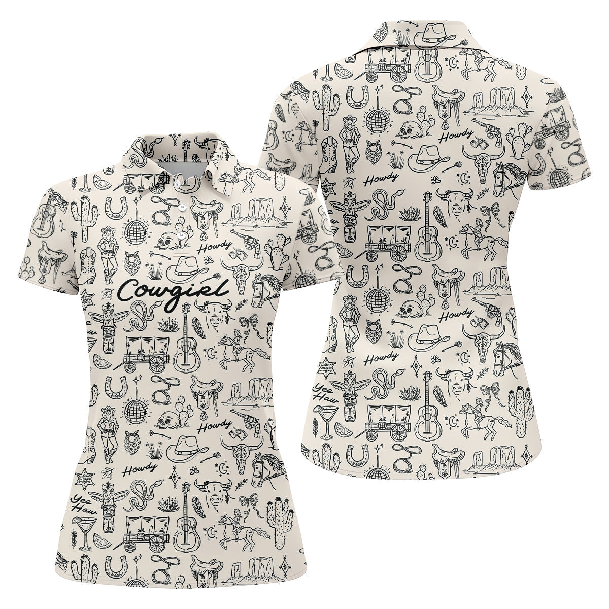 Cowgirl Western Golf Shirt, Womens Golf Shirts, Ladies Golf Shirts, Golfing Apparel
