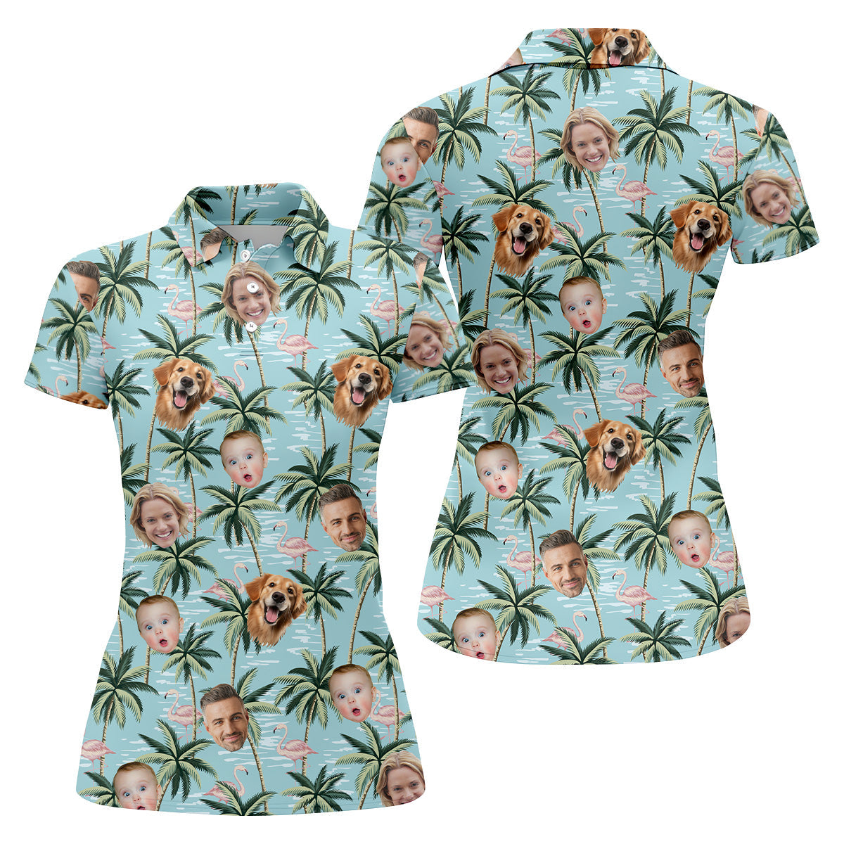 Pink Flamingo Hawaiian Shirt, Custom Team Shirt, Green Polo ShirtSleeveless Womens Golf Shirts, Ladies Golf Shirts