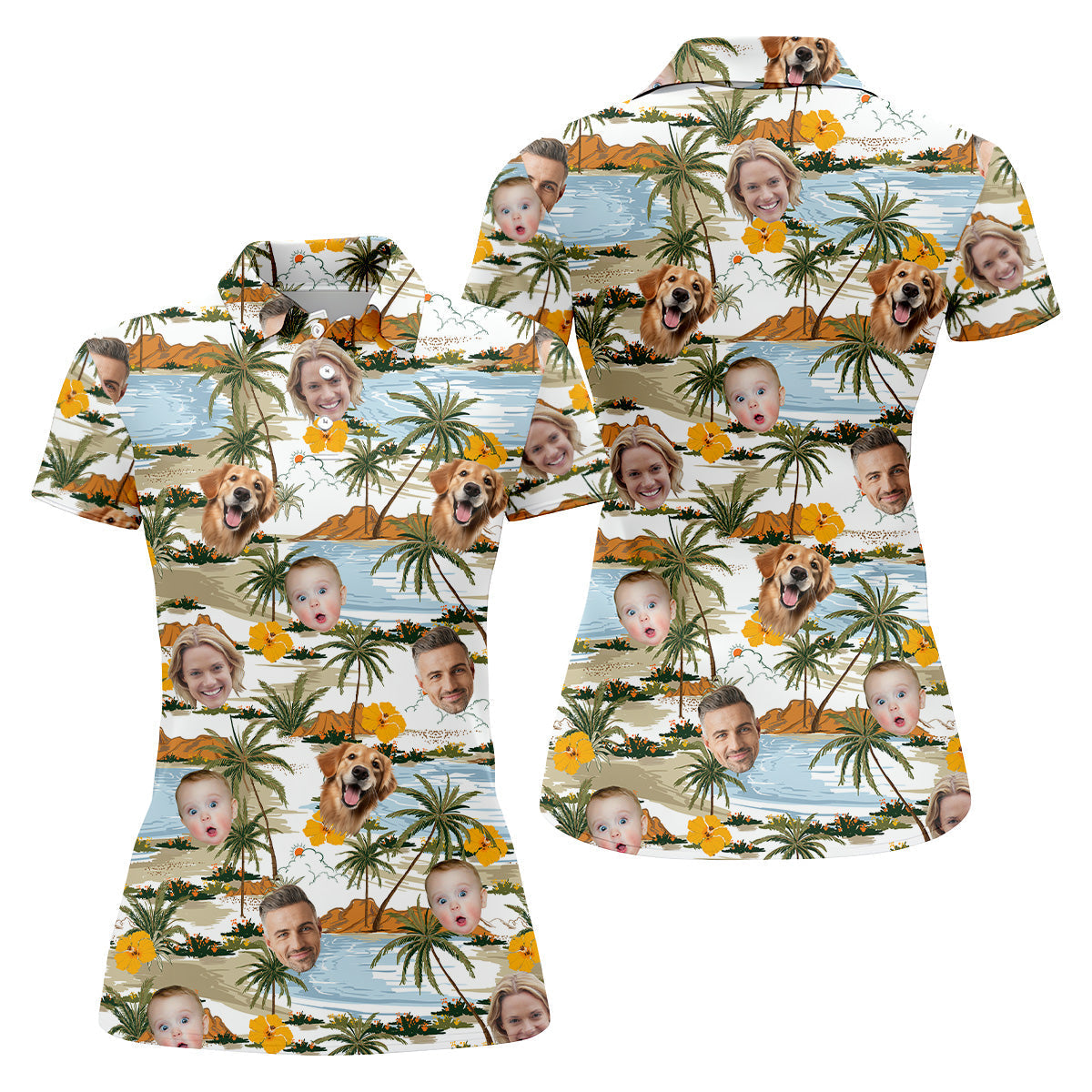 Hawaiian Shirts With Faces, Ladies Floral Shirt, Custom Team Shirts, Womens Hawaiian Golf Shirts, Ladies Golf Shirts